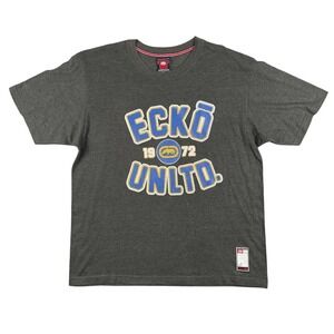 Ecko Unltd T Shirt Mens XL Gray Graphic Short Sleeve Crew Neck 1972 Rhino‎ Logo